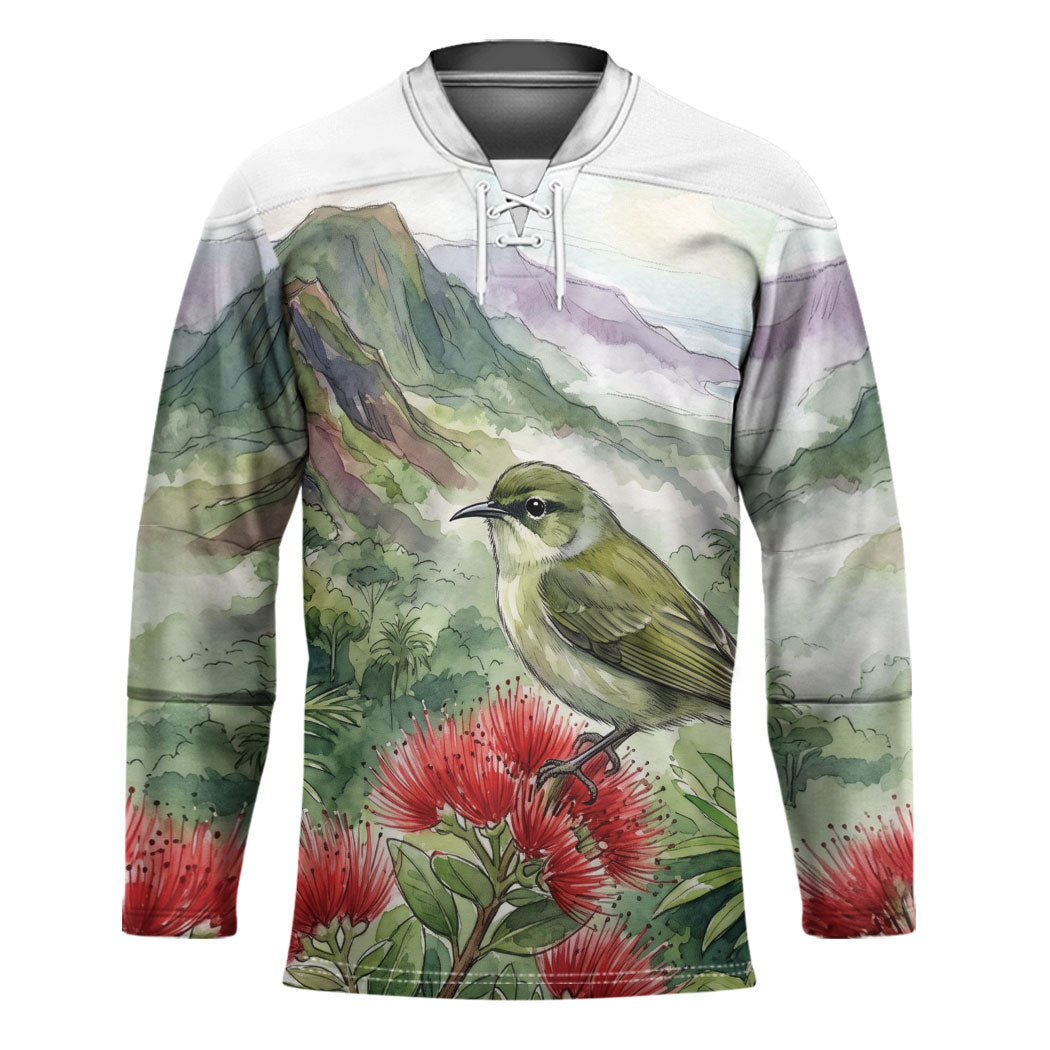 Aloha Hawaii Creeper Ohia Lehua Watercolor Hockey Jersey LT14 Unisex Watercolor - Polynesian Pride