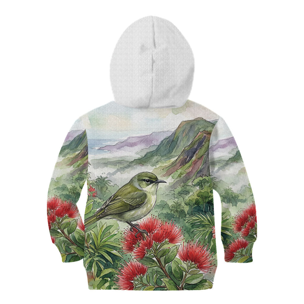 Aloha Hawaii Creeper Ohia Lehua Watercolor Kid Hoodie LT14 - Polynesian Pride