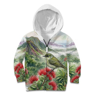 Aloha Hawaii Creeper Ohia Lehua Watercolor Kid Hoodie LT14 Zip Hoodie Watercolor - Polynesian Pride