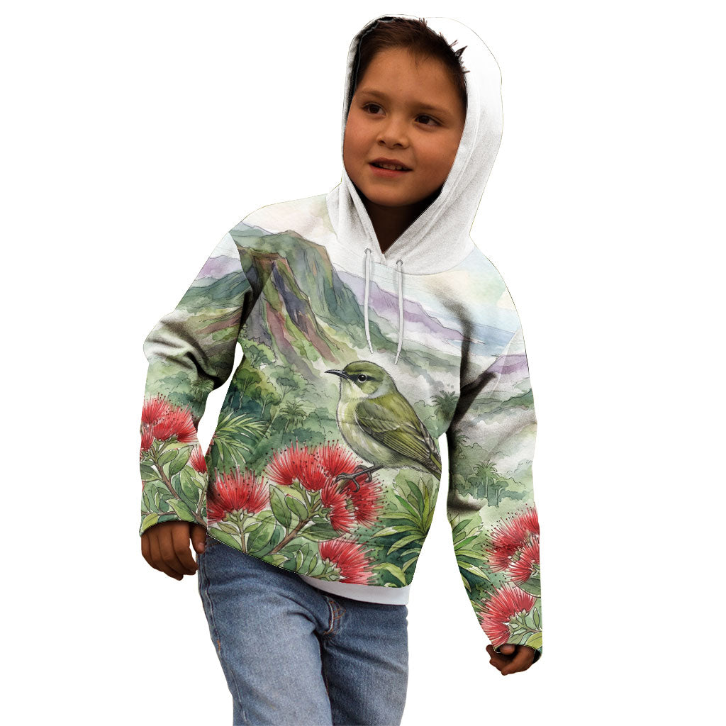 Aloha Hawaii Creeper Ohia Lehua Watercolor Kid Hoodie LT14 - Polynesian Pride