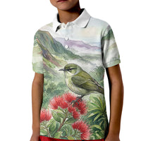Aloha Hawaii Creeper Ohia Lehua Watercolor Kid Polo Shirt LT14 Kid Watercolor - Polynesian Pride