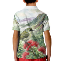Aloha Hawaii Creeper Ohia Lehua Watercolor Kid Polo Shirt LT14 - Polynesian Pride