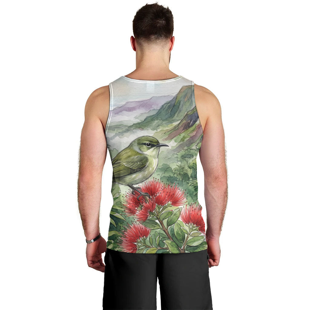 Aloha Hawaii Creeper Ohia Lehua Watercolor Men Tank Top LT14 - Polynesian Pride
