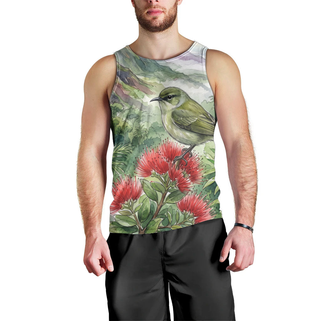 Aloha Hawaii Creeper Ohia Lehua Watercolor Men Tank Top LT14 - Polynesian Pride