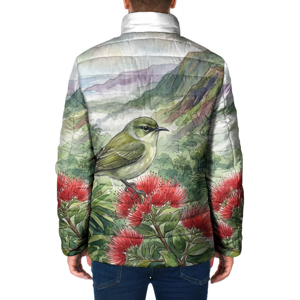 Aloha Hawaii Creeper Ohia Lehua Watercolor Padded Jacket LT14 - Polynesian Pride