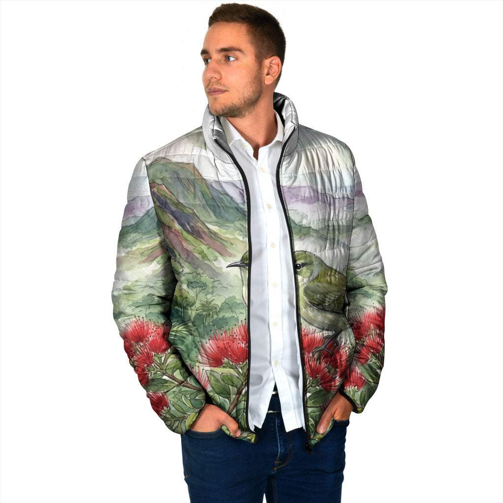 Aloha Hawaii Creeper Ohia Lehua Watercolor Padded Jacket LT14 - Polynesian Pride
