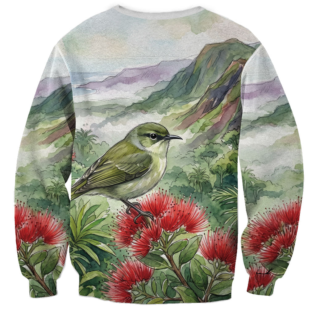 Aloha Hawaii Creeper Ohia Lehua Watercolor Sweatshirt LT14 - Polynesian Pride