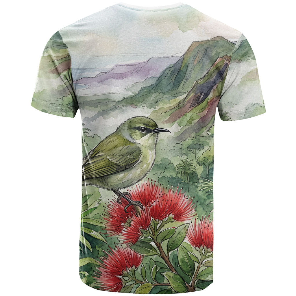 Aloha Hawaii Creeper Ohia Lehua Watercolor T Shirt LT14 - Polynesian Pride