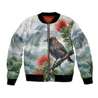 Aloha Hawaii Akohekohe Ohia Lehua Watercolor Bomber Jacket