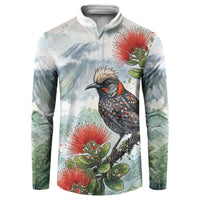 Aloha Hawaii Akohekohe Ohia Lehua Watercolor Button Sweatshirt LT14 Watercolor - Polynesian Pride