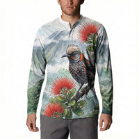 Aloha Hawaii Akohekohe Ohia Lehua Watercolor Button Sweatshirt LT14 - Polynesian Pride