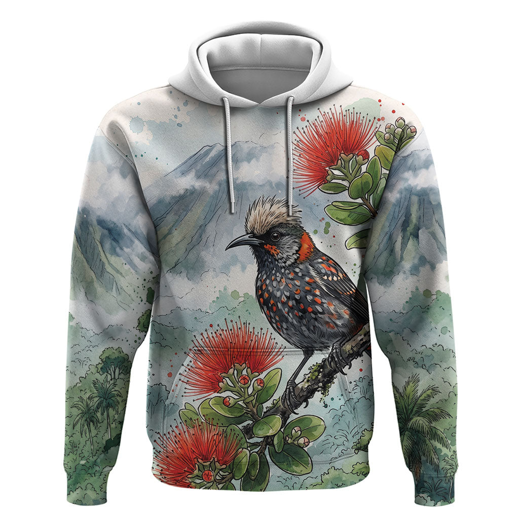 Aloha Hawaii Akohekohe Ohia Lehua Watercolor Hoodie LT14 Pullover Hoodie Watercolor - Polynesian Pride