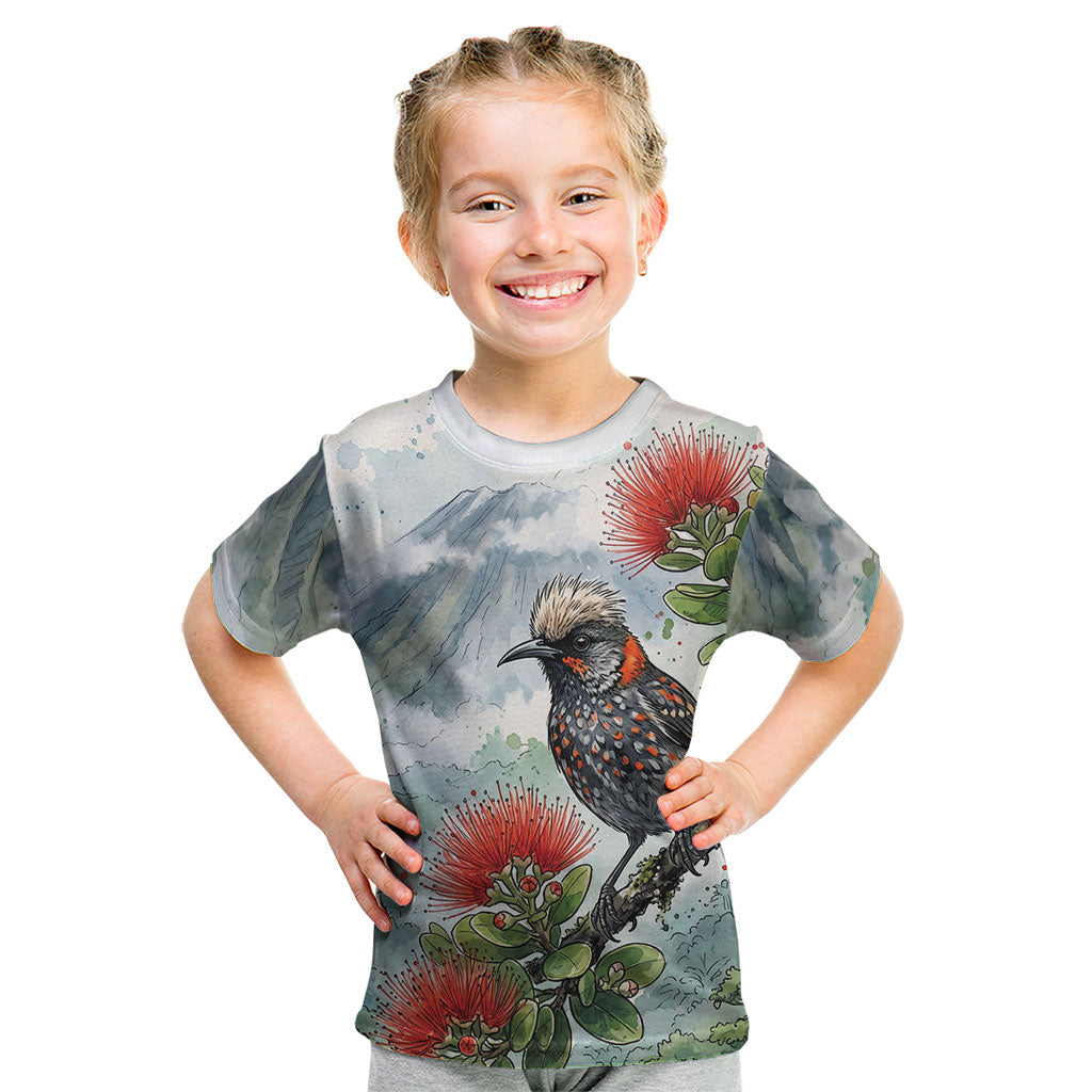 Aloha Hawaii Akohekohe Ohia Lehua Watercolor Kid T Shirt LT14 Watercolor - Polynesian Pride