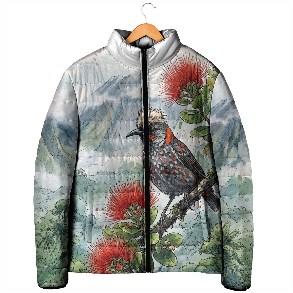 Aloha Hawaii Akohekohe Ohia Lehua Watercolor Padded Jacket LT14 - Polynesian Pride