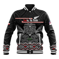 Aotearoa Toitu Te Tiriti Baseball Jacket Stand Together! Stand Stronger! - NZ Tiki LT14 Unisex Black - Polynesian Pride