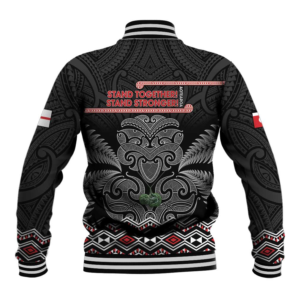 Aotearoa Toitu Te Tiriti Baseball Jacket Stand Together! Stand Stronger! - NZ Tiki LT14 - Polynesian Pride