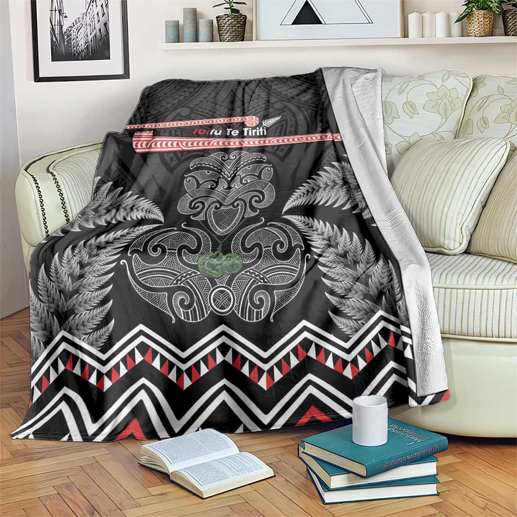 Aotearoa Toitu Te Tiriti Blanket Stand Together! Stand Stronger! - NZ Tiki LT14 Black - Polynesian Pride