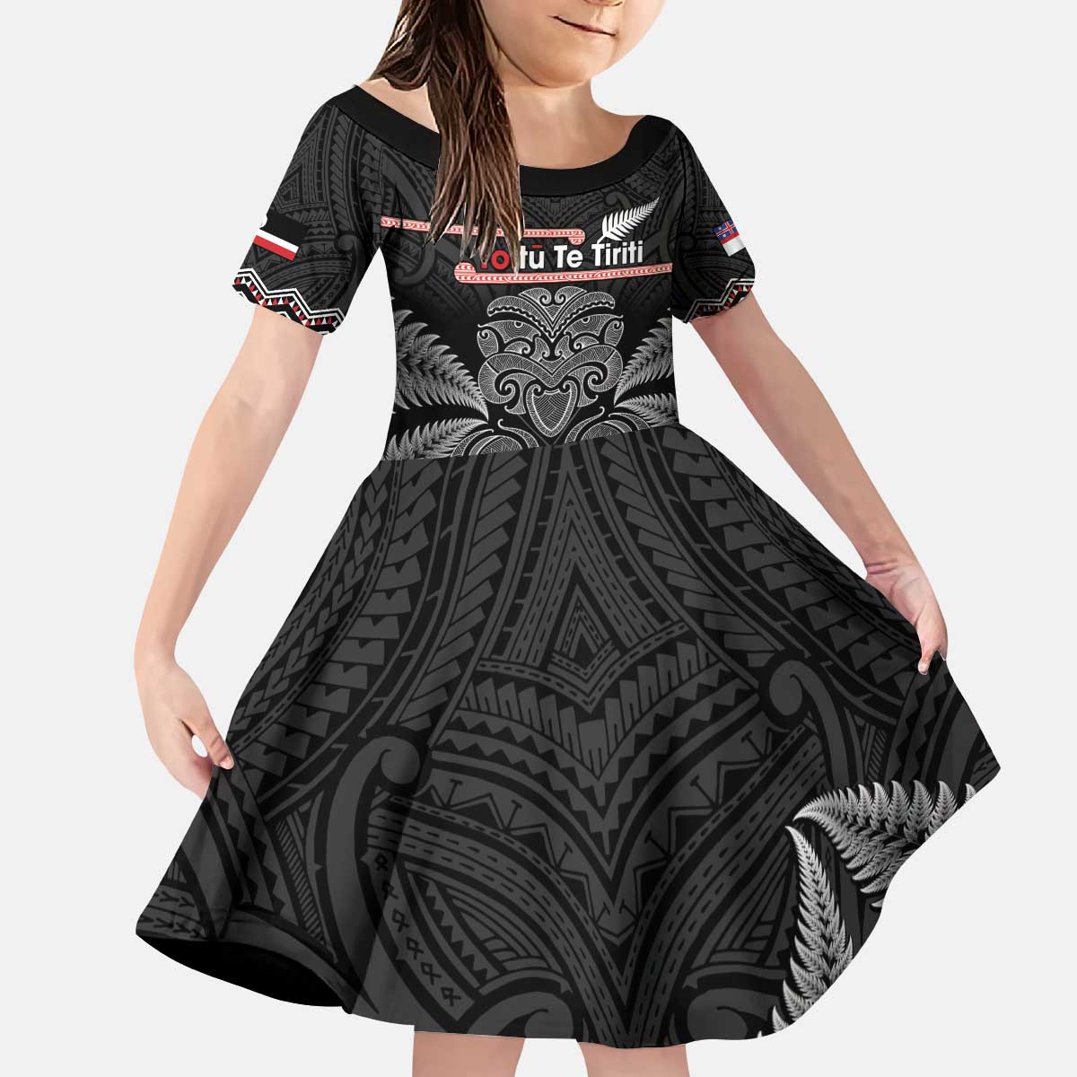 Aotearoa Toitu Te Tiriti Kid Short Sleeve Dress Stand Together! Stand Stronger! - NZ Tiki LT14 KID Black - Polynesian Pride