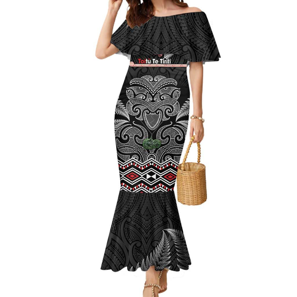 Aotearoa Toitu Te Tiriti Mermaid Dress Stand Together! Stand Stronger! - NZ Tiki LT14 Women Black - Polynesian Pride
