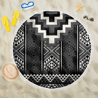 Black Taniko Aotearoa Beach Blanket Niho Taniwha Mix Poutama LT14 One Size 150cm Black - Polynesian Pride