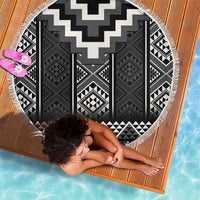 Black Taniko Aotearoa Beach Blanket Niho Taniwha Mix Poutama LT14 - Polynesian Pride