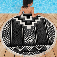 Black Taniko Aotearoa Beach Blanket Niho Taniwha Mix Poutama LT14 - Polynesian Pride