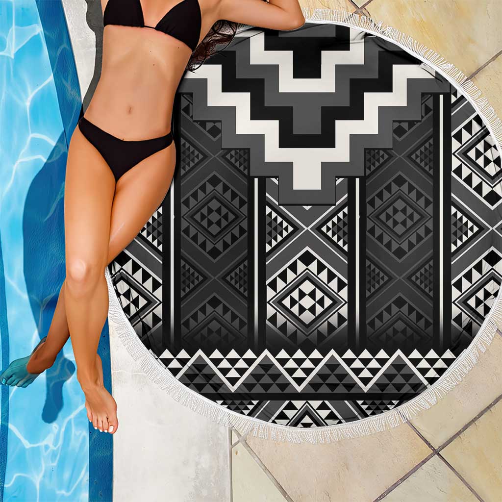 Black Taniko Aotearoa Beach Blanket Niho Taniwha Mix Poutama LT14 - Polynesian Pride