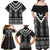 Black Taniko Aotearoa Family Matching Off Shoulder Maxi Dress and Hawaiian Shirt Niho Taniwha Mix Poutama LT14