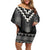 Black Taniko Aotearoa Family Matching Off Shoulder Short Dress and Hawaiian Shirt Niho Taniwha Mix Poutama LT14