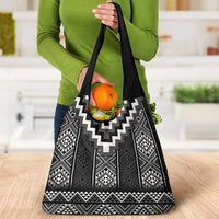 Black Taniko Aotearoa Grocery Bag Niho Taniwha Mix Poutama LT14 - Polynesian Pride