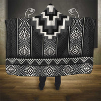 Black Taniko Aotearoa Hooded Blanket Niho Taniwha Mix Poutama LT14 - Polynesian Pride