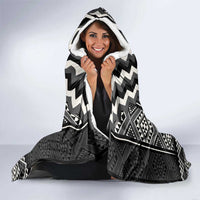 Black Taniko Aotearoa Hooded Blanket Niho Taniwha Mix Poutama LT14 - Polynesian Pride