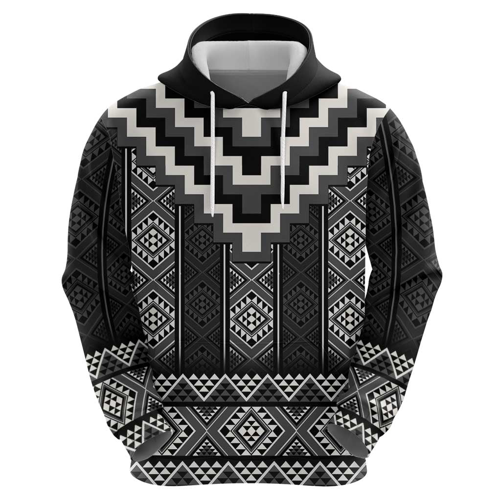 Black Taniko Aotearoa Hoodie Niho Taniwha Mix Poutama LT14 - Polynesian Pride