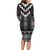 Black Taniko Aotearoa Long Sleeve Bodycon Dress Niho Taniwha Mix Poutama LT14