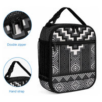 Black Taniko Motifs Aotearoa Lunch Bag Niho Taniwha Mix Poutama LT14 - Polynesian Pride