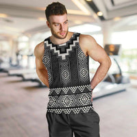 Black Taniko Aotearoa Men Tank Top Niho Taniwha Mix Poutama LT14 Black - Polynesian Pride