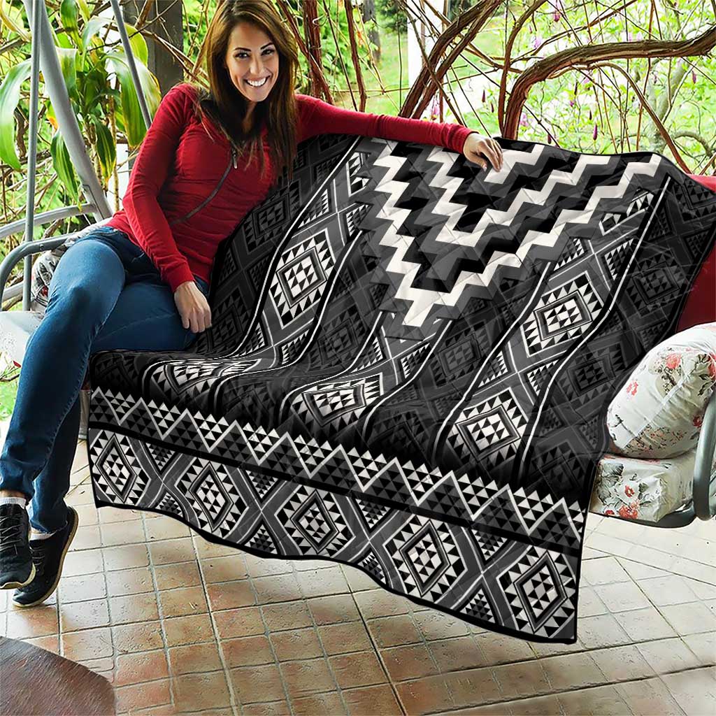 Black Taniko Aotearoa Quilt - Niho Taniwha Mix Poutama LT14 - Polynesian Pride