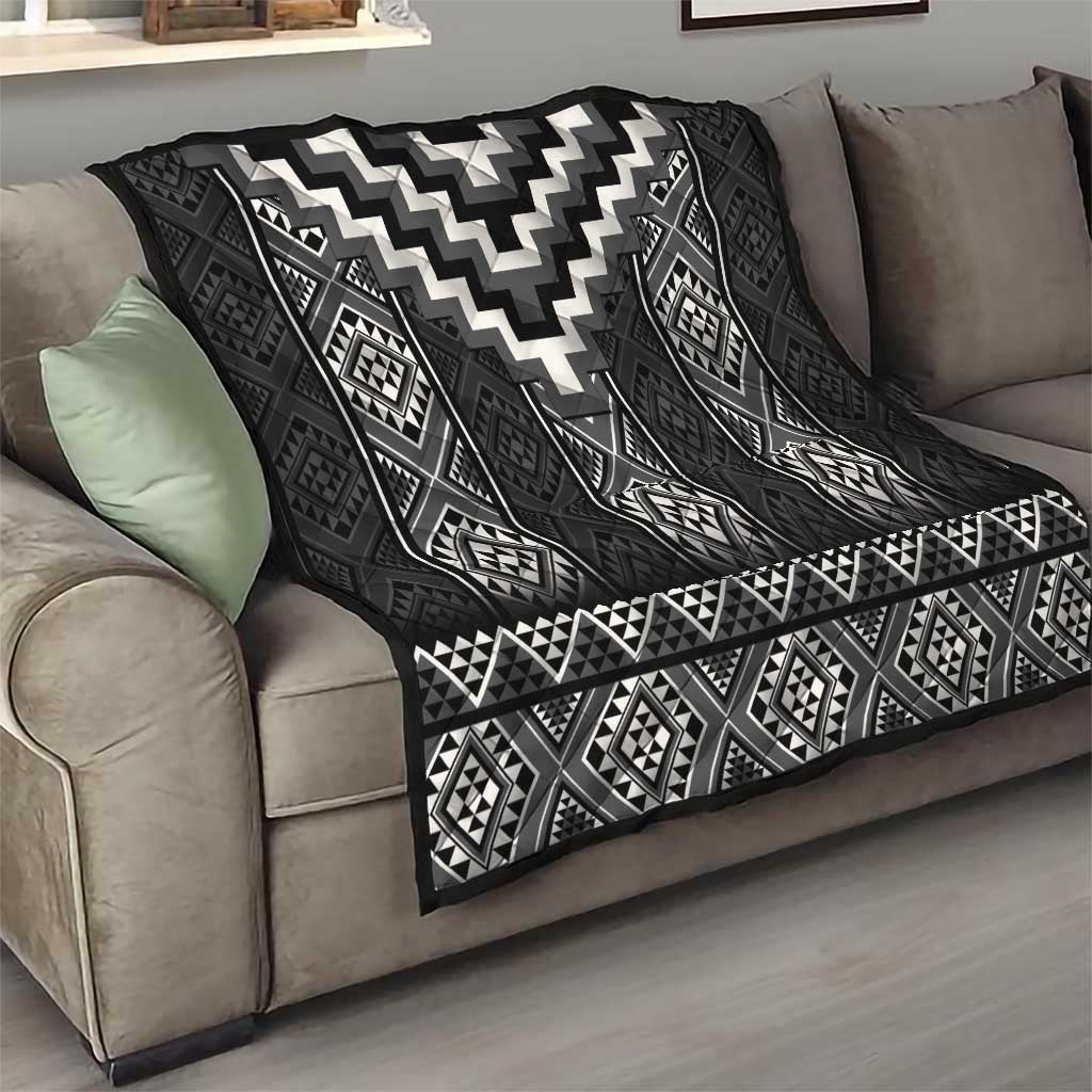 Black Taniko Aotearoa Quilt - Niho Taniwha Mix Poutama LT14 - Polynesian Pride