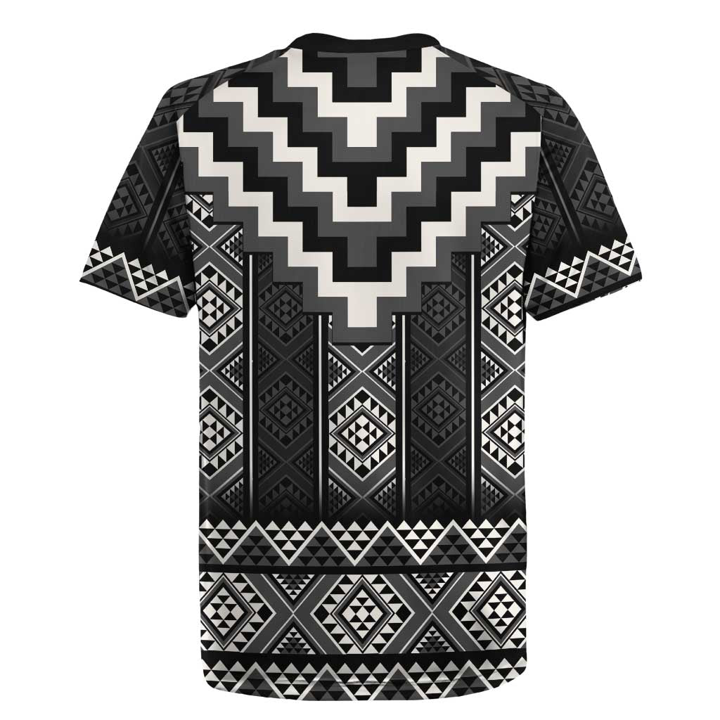 Black Taniko Aotearoa Rugby Jersey Niho Taniwha Mix Poutama LT14 - Polynesian Pride