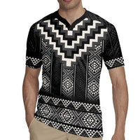 Black Taniko Aotearoa Rugby Jersey Niho Taniwha Mix Poutama LT14 - Polynesian Pride