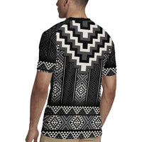 Black Taniko Aotearoa Rugby Jersey Niho Taniwha Mix Poutama LT14 - Polynesian Pride