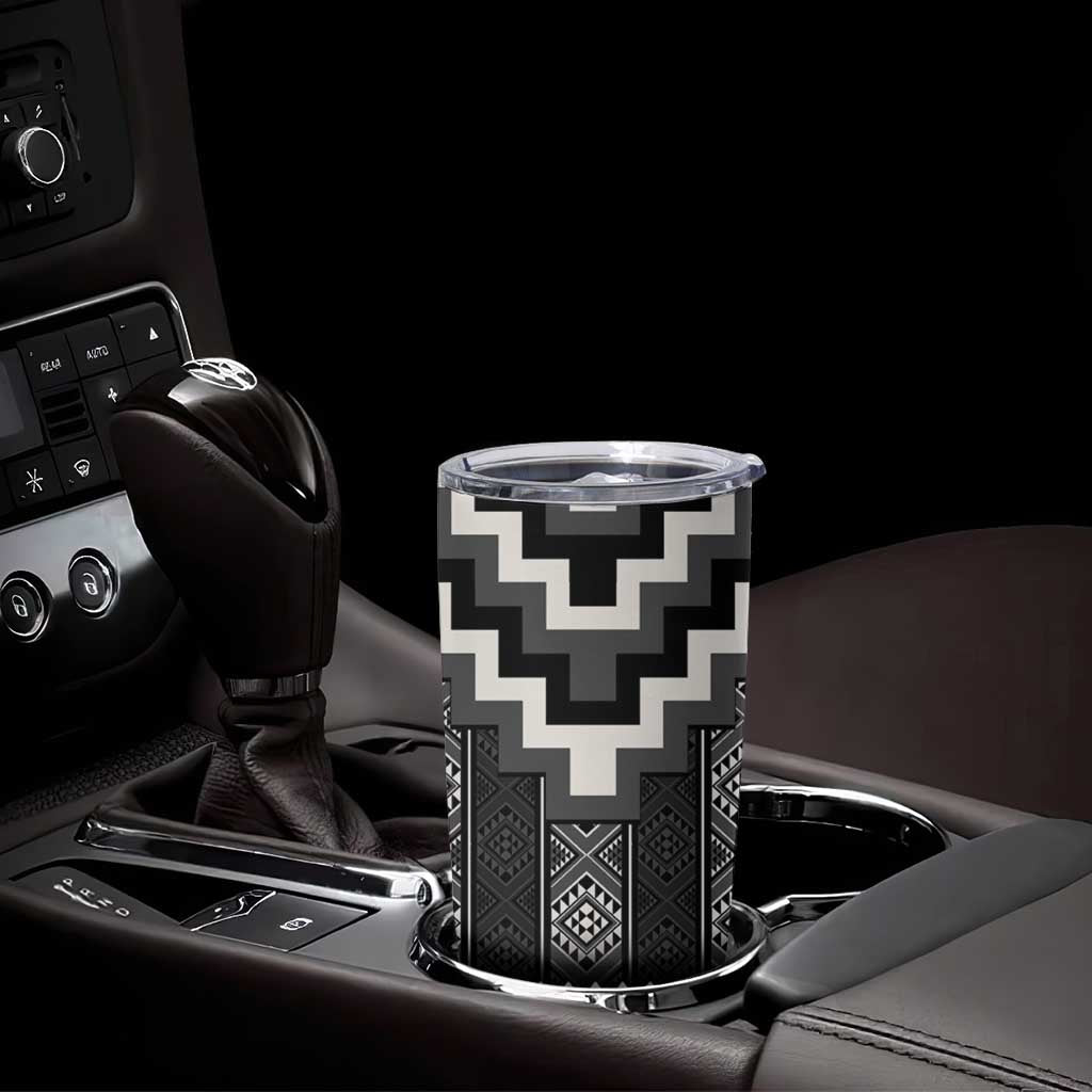 Black Taniko Aotearoa Tumbler Cup Niho Taniwha Mix Poutama LT14 - Polynesian Pride