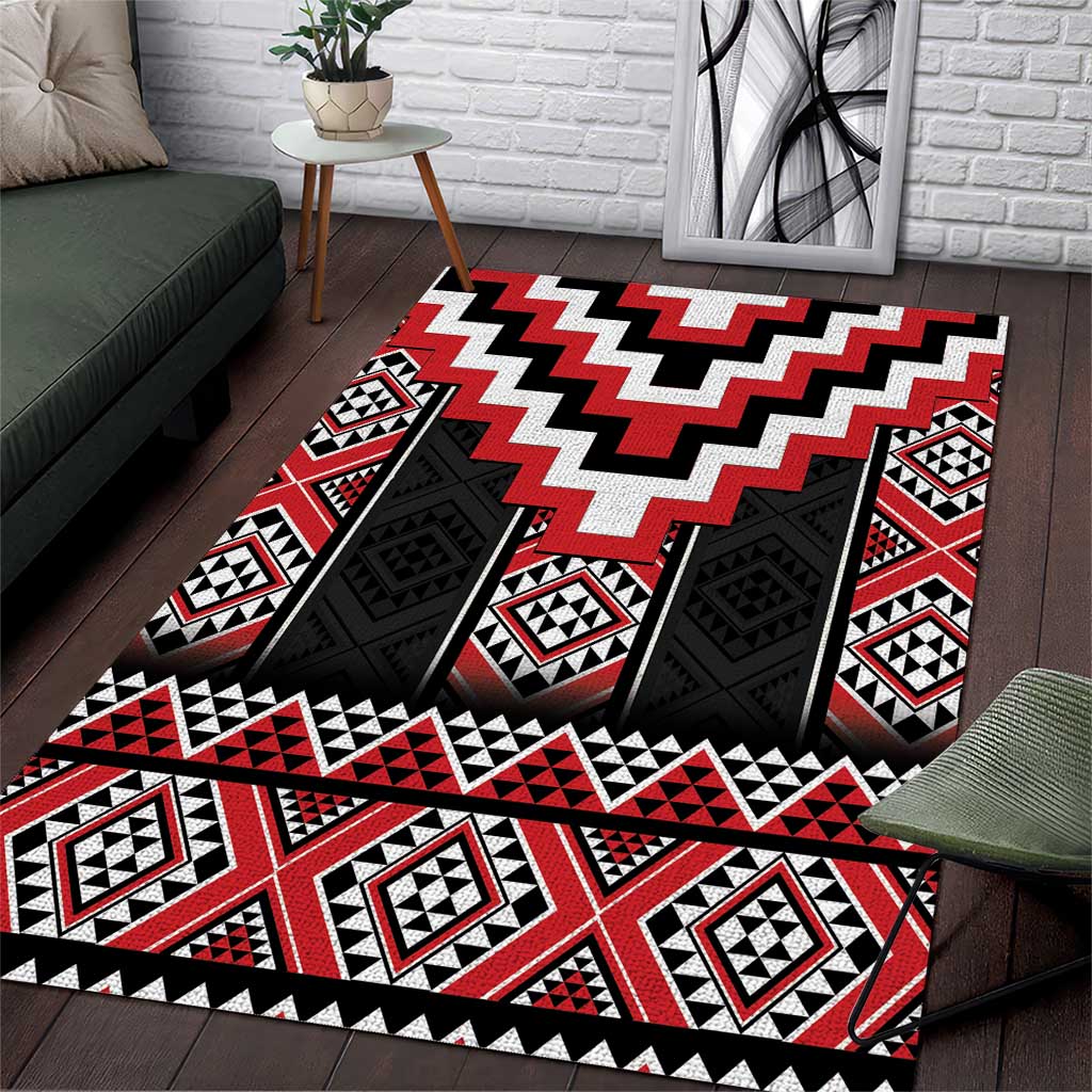 Red Taniko Aotearoa Area Rug Niho Taniwha Mix Poutama LT14 Red - Polynesian Pride