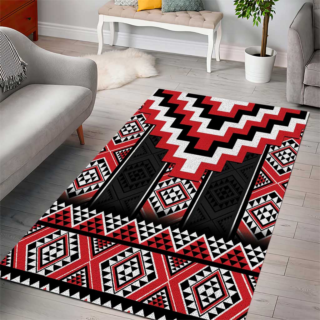 Red Taniko Aotearoa Area Rug Niho Taniwha Mix Poutama LT14 - Polynesian Pride