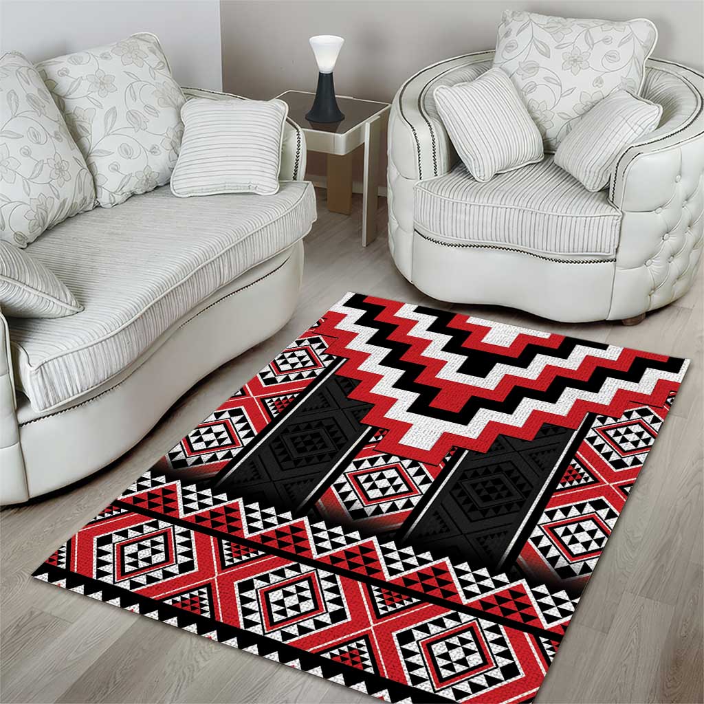 Red Taniko Aotearoa Area Rug Niho Taniwha Mix Poutama LT14 - Polynesian Pride