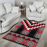 Red Taniko Aotearoa Area Rug Niho Taniwha Mix Poutama LT14 - Polynesian Pride