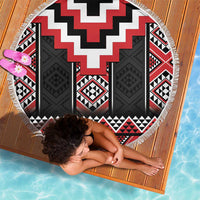 Red Taniko Aotearoa Beach Blanket Niho Taniwha Mix Poutama LT14 - Polynesian Pride