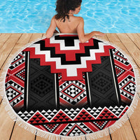 Red Taniko Aotearoa Beach Blanket Niho Taniwha Mix Poutama LT14 - Polynesian Pride