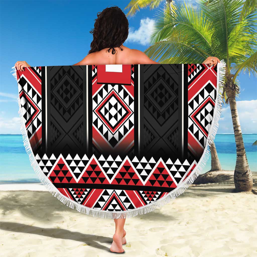 Red Taniko Aotearoa Beach Blanket Niho Taniwha Mix Poutama LT14 - Polynesian Pride