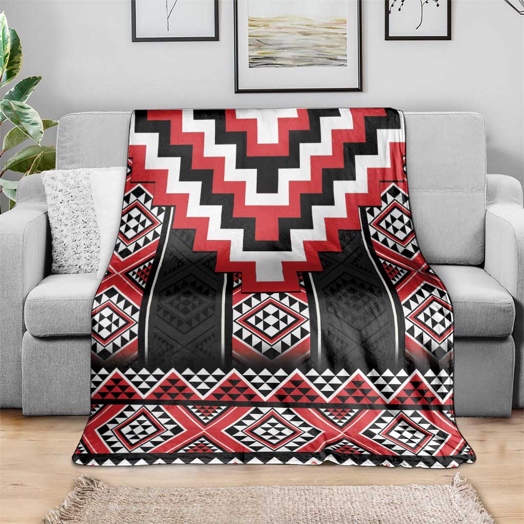 Red Taniko Aotearoa Blanket Niho Taniwha Mix Poutama LT14 - Polynesian Pride